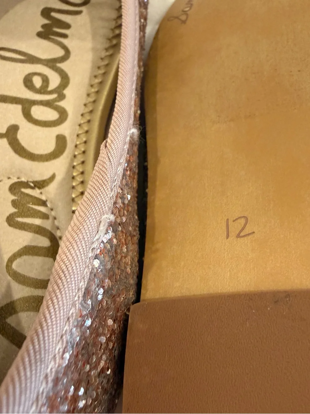 Sam Edelman Kids Felicia Glitter Ballet Flats Rose Gold Sparkle Size 12